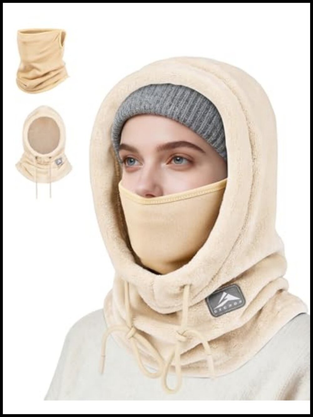 Polar Fleece Balaclava Ski Mask Windproof Face Mask Hooded Scarf
